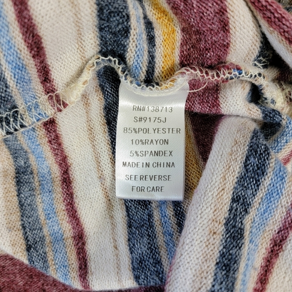 Doe And Rae Striped Multicolor Hooded Button Up Cardigan Elbow Patches Medium - Picture 8 of 11